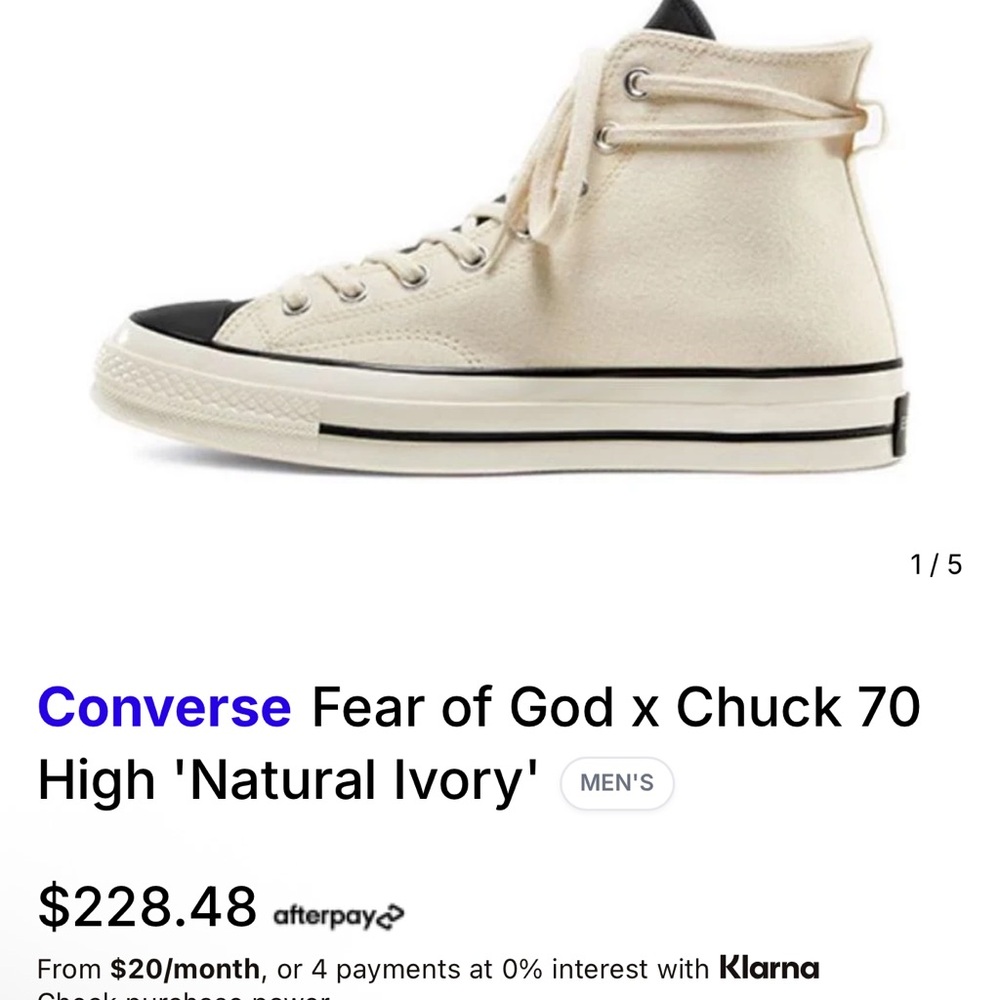 Converse Fear of God Chuck 70 High Natural Ivory with Black Toe